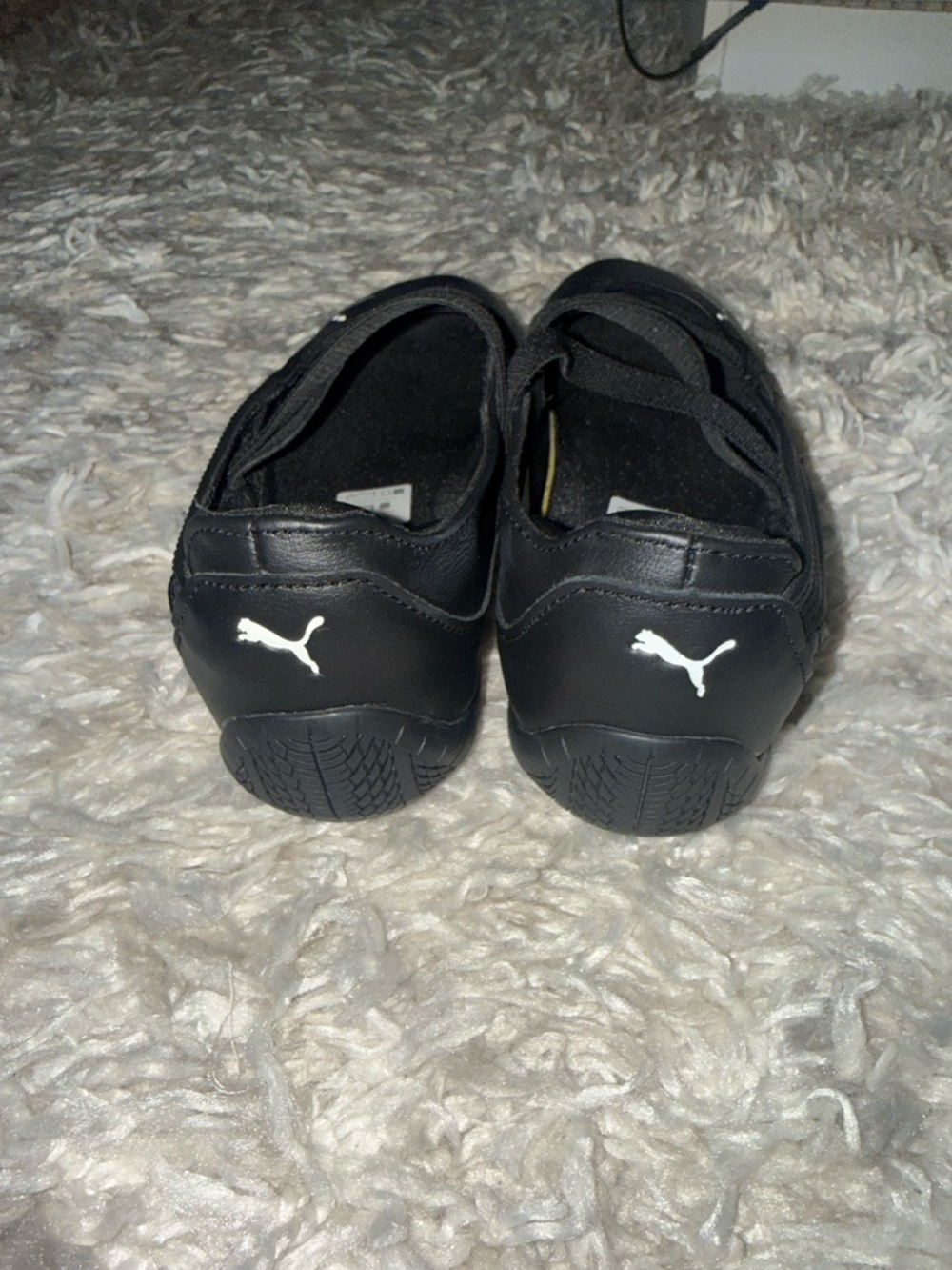 Puma Black Elastic-Strap Ballet Sneakers with White Logo - Picture 3 of 11